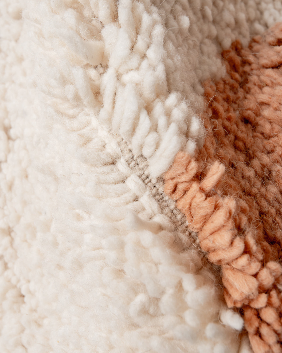 Modern, designer, handcrafted Berber rug from Morocco. Beniourain carpet with beautiful colours and patterns and fluffy wool texture.